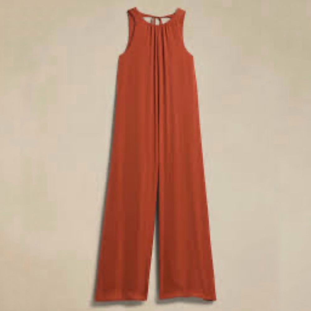 Banana Republic Factory Open Back‎ Jumpsuit Rustic Orange Size S Tall